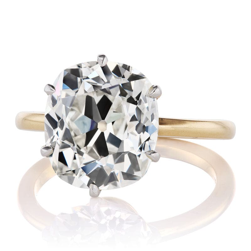 5.52 carat Gorgeous Elongated Old Mine Cut Diamond in Two-Tone Setting