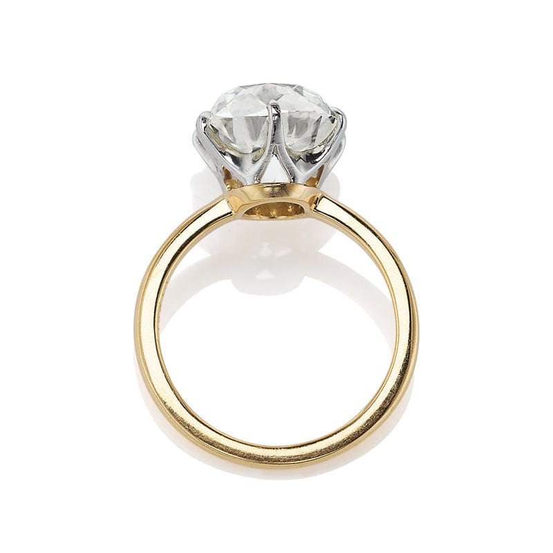 5.52 carat Gorgeous Elongated Old Mine Cut Diamond in Two-Tone Setting