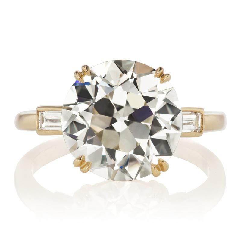 5.61 ct Old European Cut Diamond Engagement Ring with Baguettes