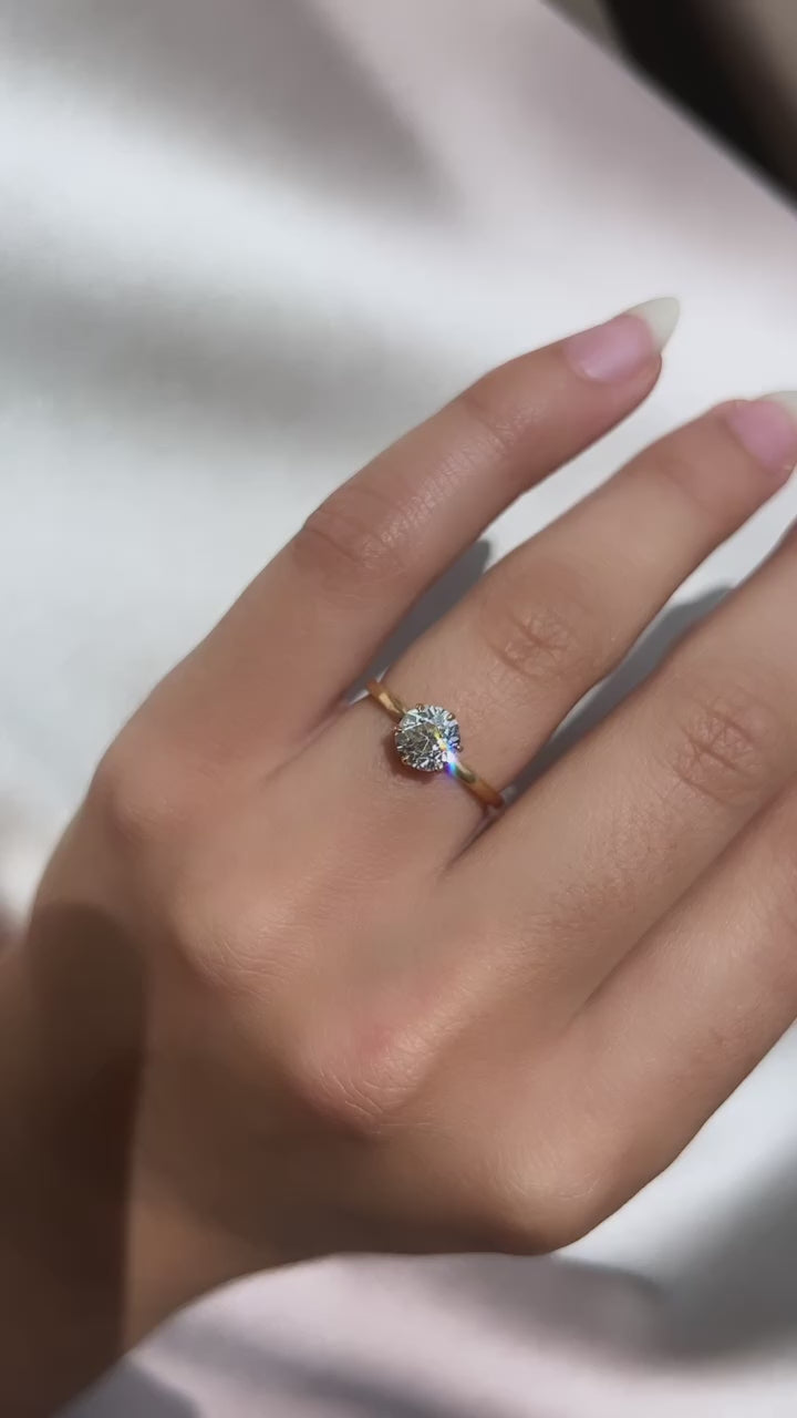 j-k-l color, vs clarity diamond in yellow gold setting