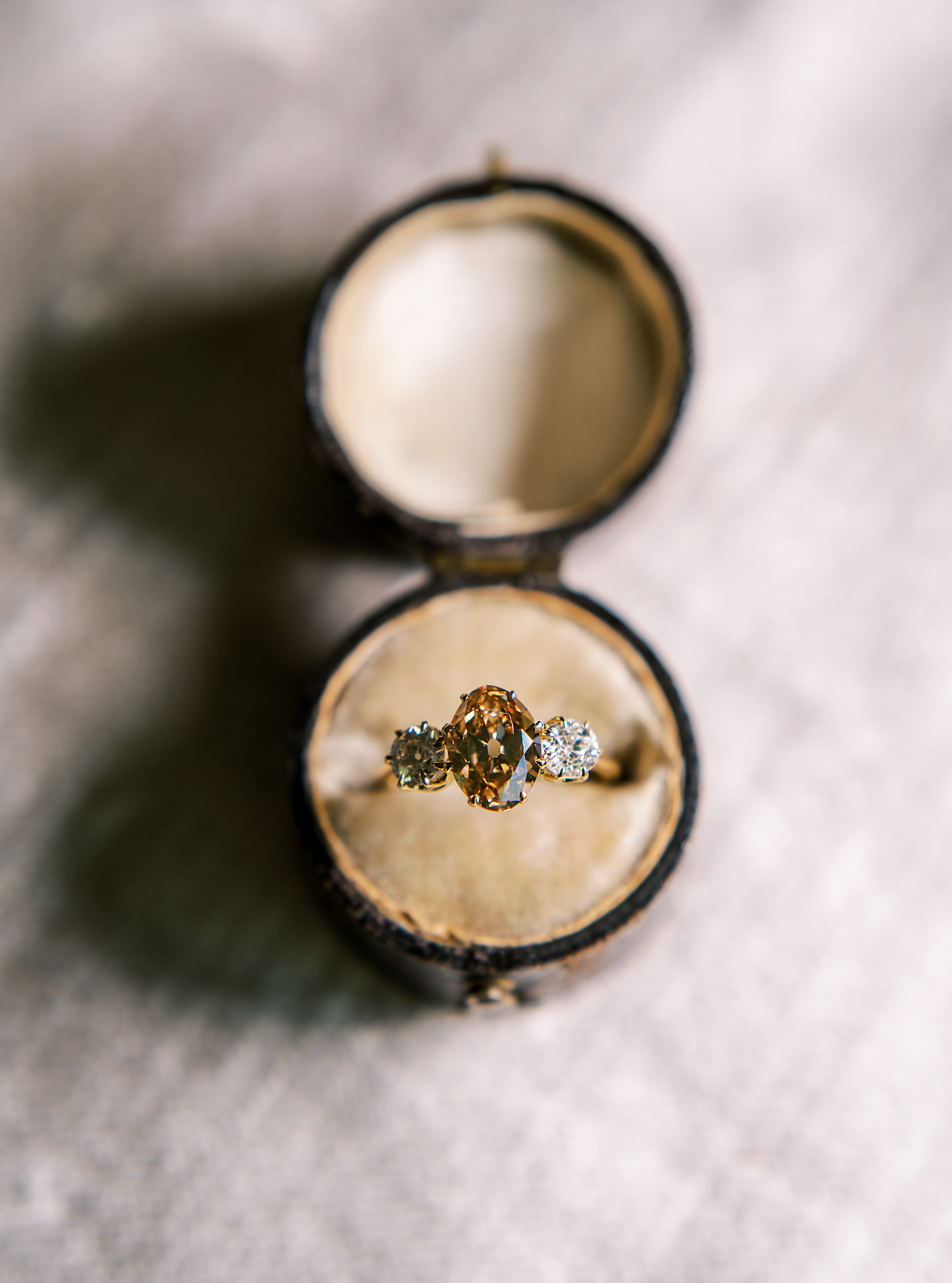 fancy color, vs clarity diamond in yellow gold setting