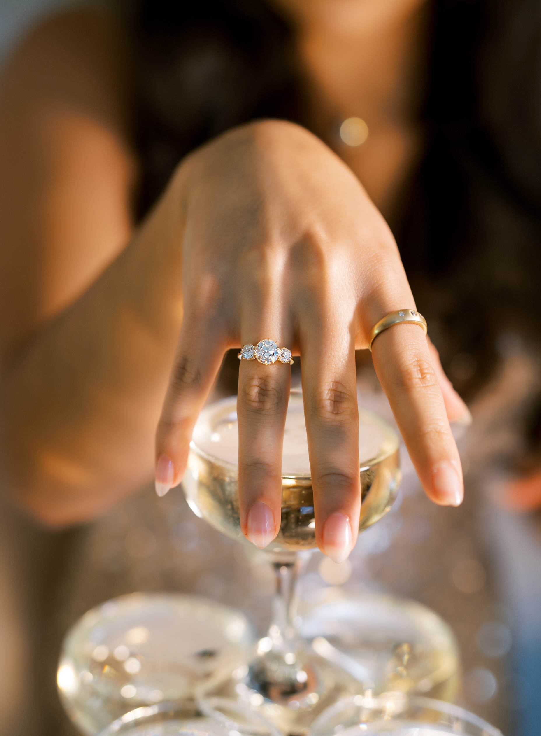 m-z color, vs clarity diamond in yellow gold setting