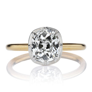 Old Mine Cut Diamond Two Tone Solitaire Engagement Ring