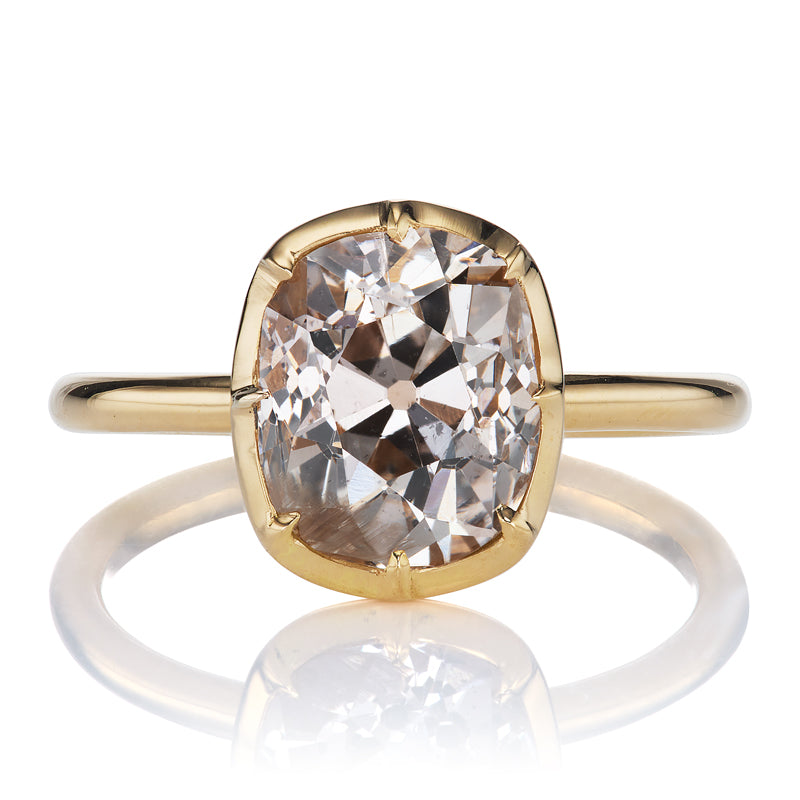Elongated 2.80ct Old Mine Cut Diamond in Yellow Gold Setting