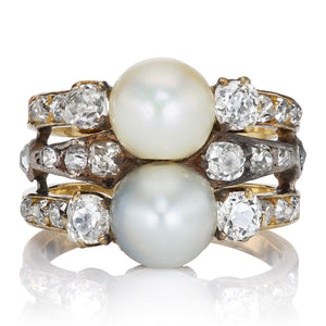 Antique Pearl + Diamond Ring