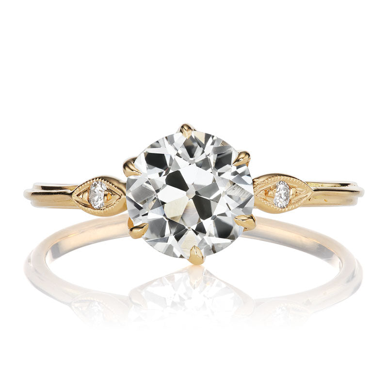 1.39ct Old Euro Cut Diamond in Delicate, Feminine Yellow Gold Setting