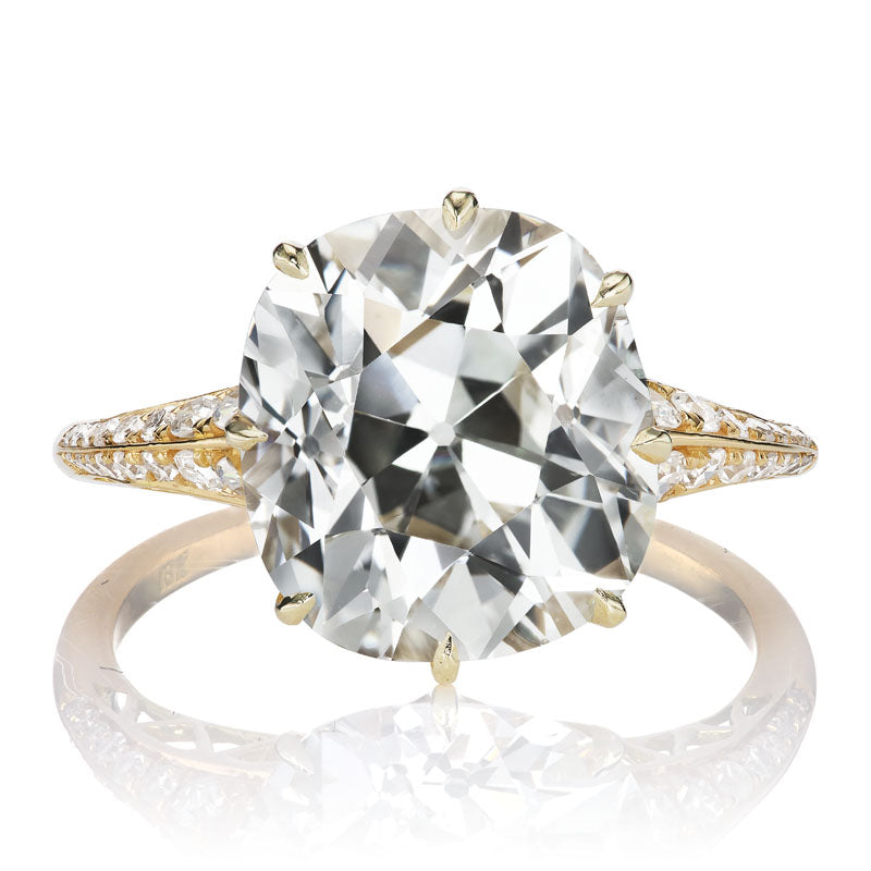 Stunning 6.07ct Elongated Old Mine Cut Diamond Engagement Ring