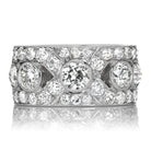 Mid Century Thick Platinum Diamond Wedding Band