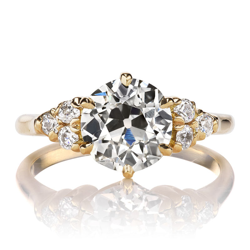 1.85-carat Old European Cut Diamond Ring with Chic Side Stones