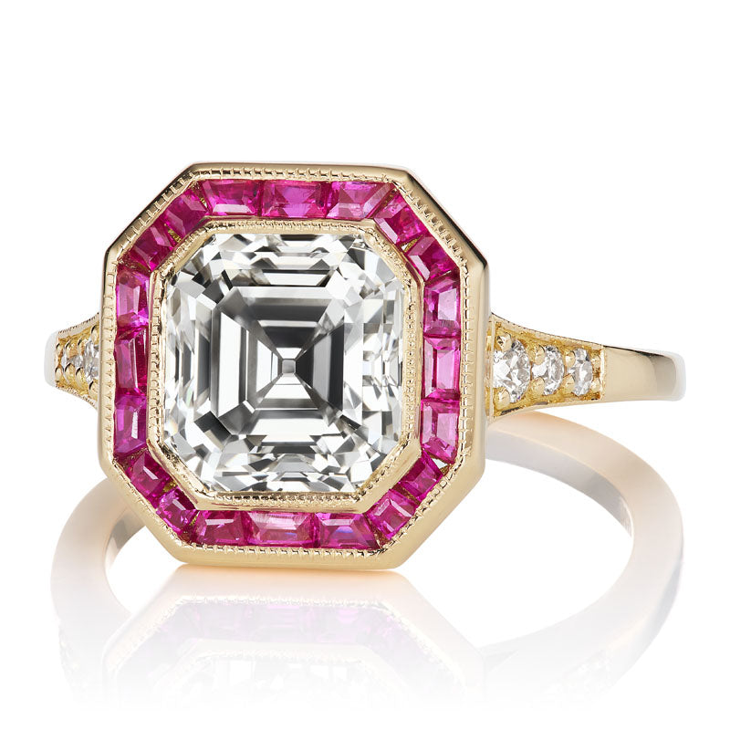 3.04ct asscher cut diamond diamond with gemstone