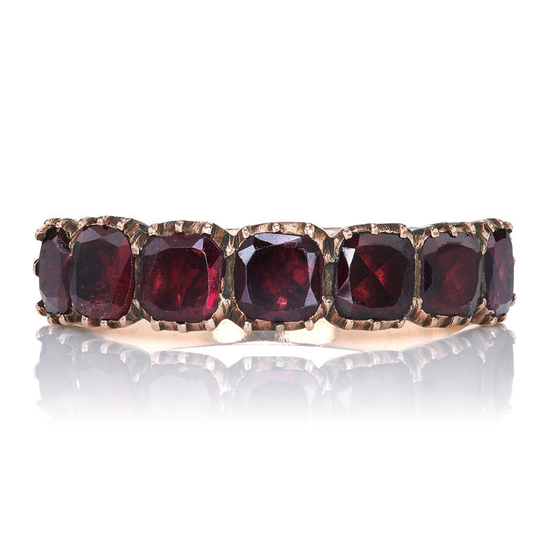 Georgian Antique Garnet Half Hoop Ring