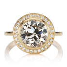 Bezel Set Halo Ring with 2.84ct Transitional Cut Diamond