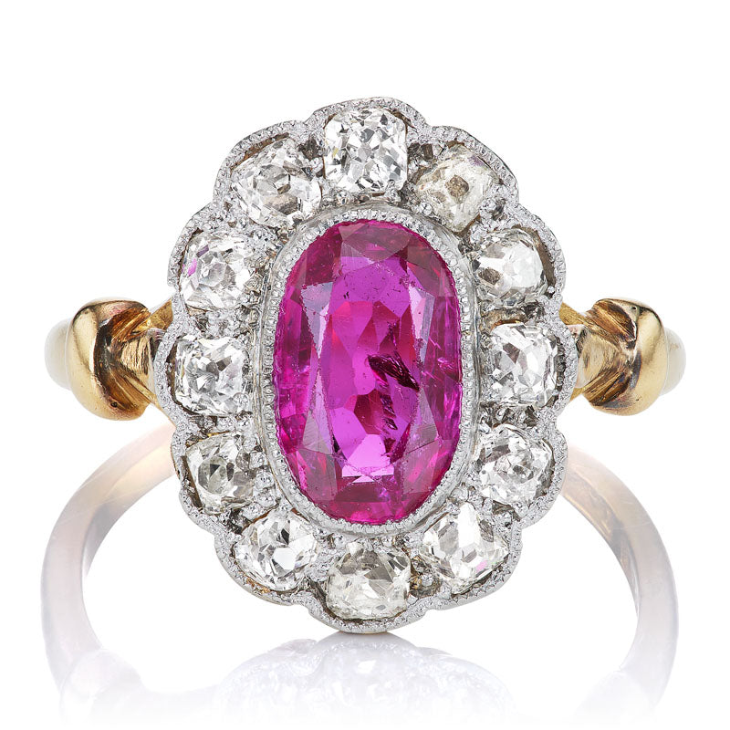 Antique Ruby and Diamond Cluster Ring