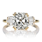 Chunky 3-carat Old Mine Cut Diamond with Horizontal Baguettes