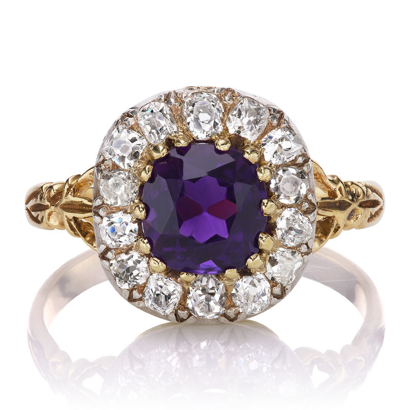 Antique Amethyst and Diamond Cluster Ring