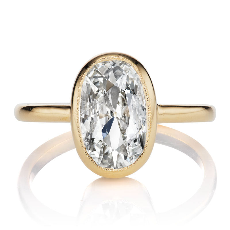 Bright 1.53ct Oval Cut Diamond in Chunky Bezel Setting