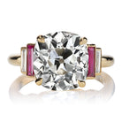 Stunning 5.52ct Old Mine Cut Diamond with Ruby Baguettes