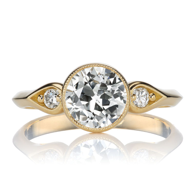 Bezel-Set Old European Cut Diamond with Dainty Accent Stones