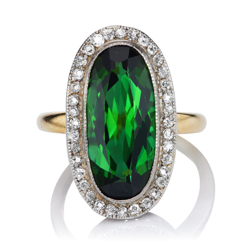 Green Tourmaline and Diamond Cocktail Ring