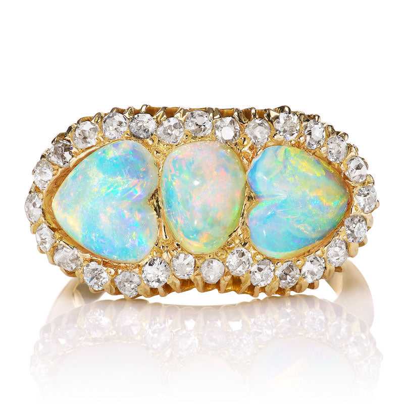 Vintage Heart Shaped Opal Cocktail Ring