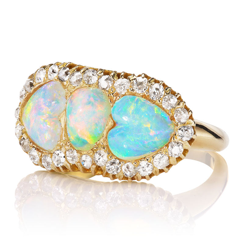 Vintage Heart Shaped Opal Cocktail Ring