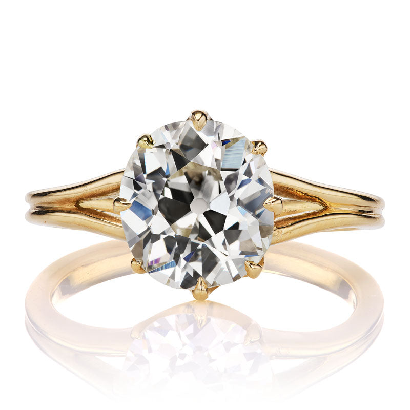 2.65 carat Old Mine Cut Split Shank Engagement Ring