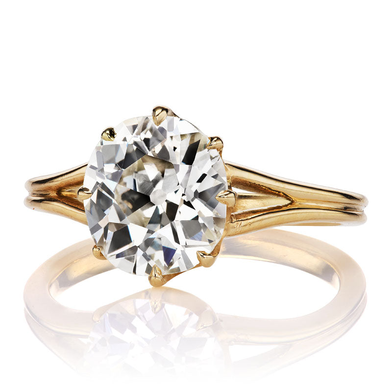 2.65 carat Old Mine Cut Split Shank Engagement Ring