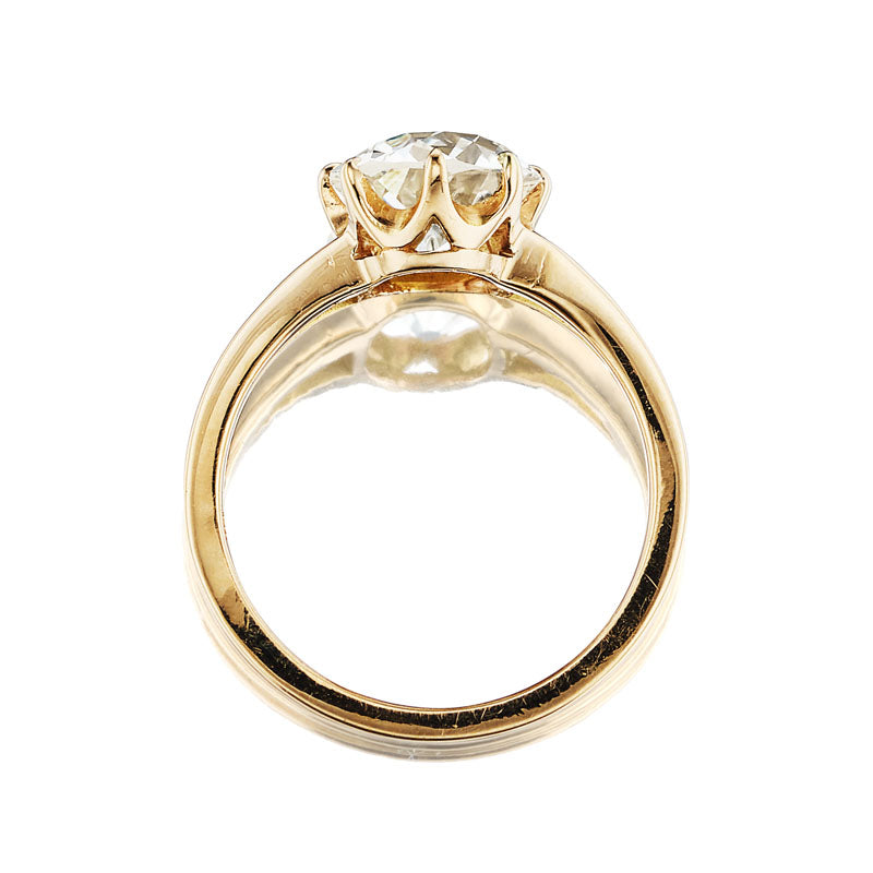 2.65 carat Old Mine Cut Split Shank Engagement Ring
