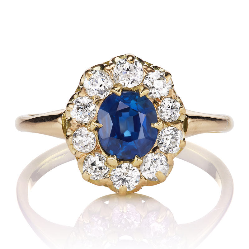 Vintage Sapphire and Diamond Cluster Ring