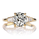 2 carat Old Mine Cut Ring with Baguette Side Stones