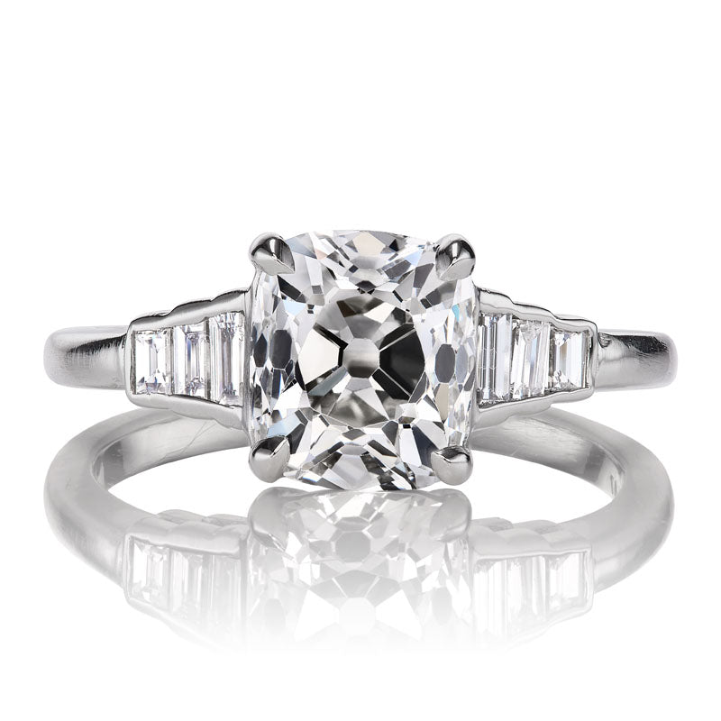 2 carat Old Mine Cut Engagement Ring with Baguette Side Stones – Andria ...