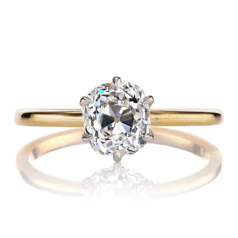 Two-Tone Platinum and 18kt Yellow Gold Solitaire Diamond Ring
