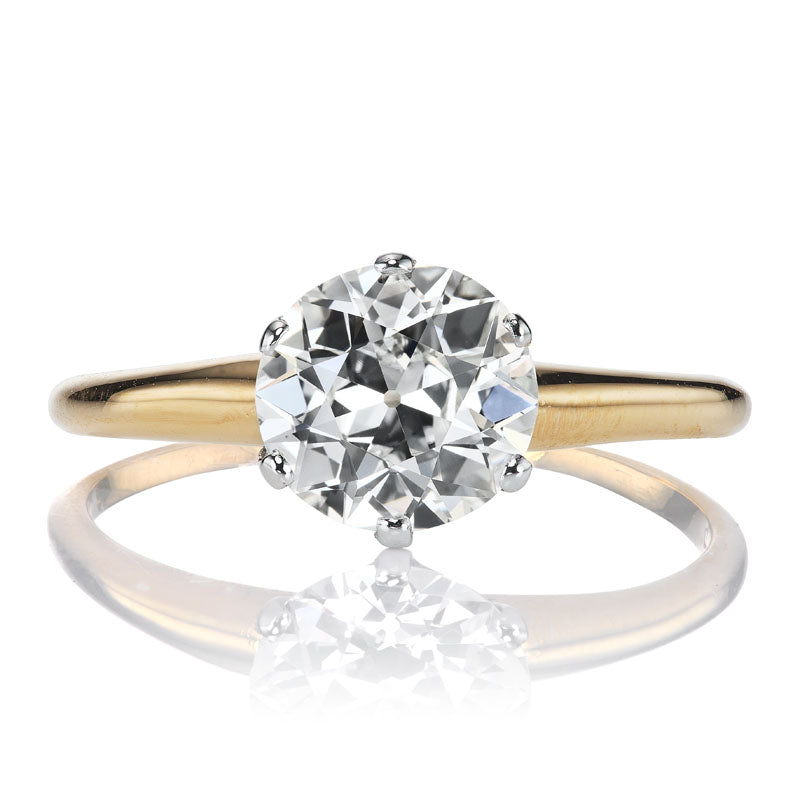 Classic Vintage Two-Tone Tiffany Ring with 1.36ct Old Euro Diamond