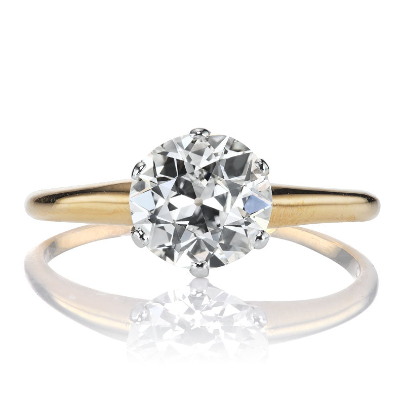 Classic Vintage Two-Tone Tiffany Ring with 1.36ct Old Euro Diamond
