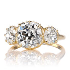 3 carat Old Mine Cut Engagement Ring with OMC Side Stones