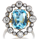 Antique Aquamarine and Diamond Cluster Ring