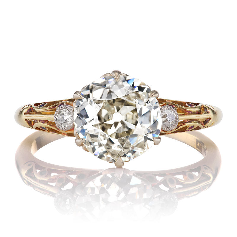 1.55 ct Old European Cut Vintage Two-Tone Engagement Ring
