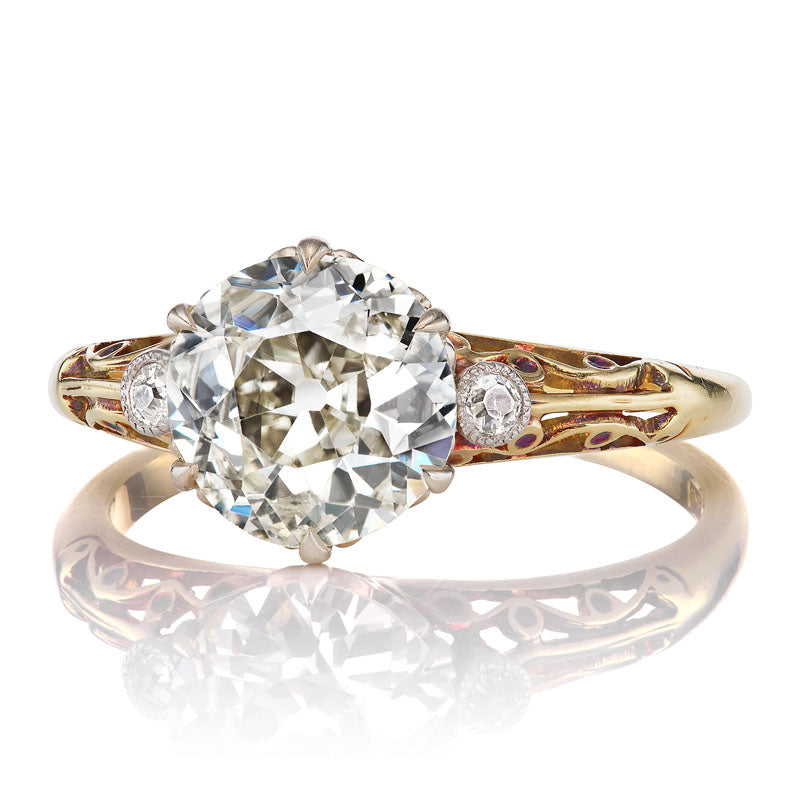 1.55 ct Old European Cut Vintage Two-Tone Engagement Ring