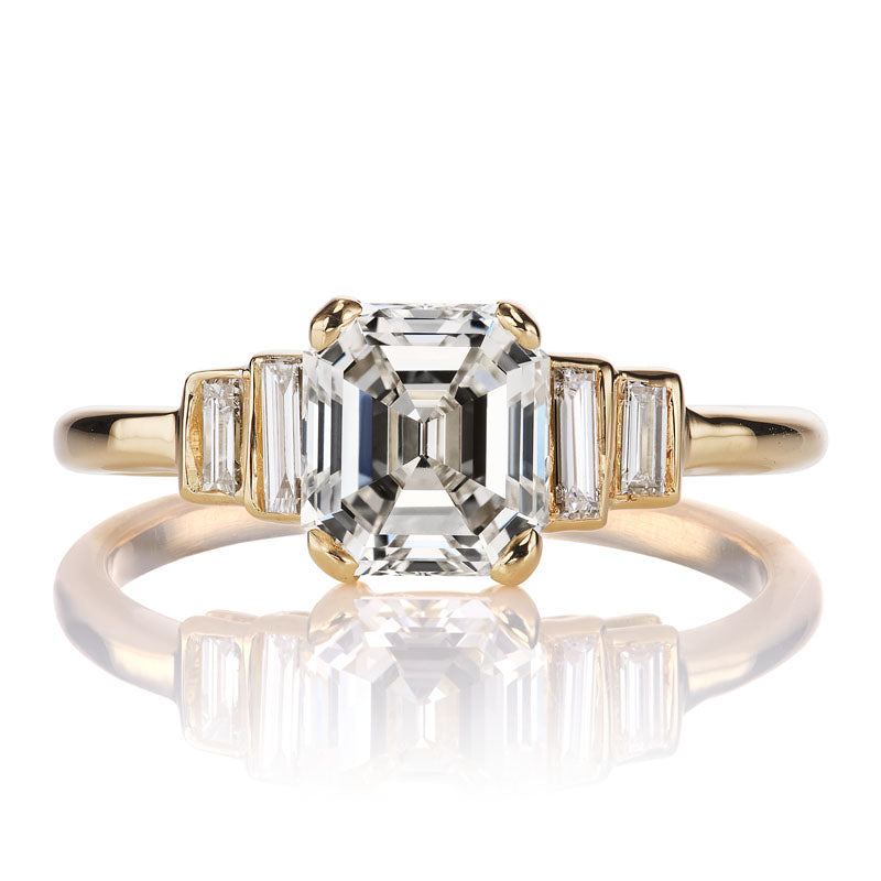 1.45ct Asscher Cut Engagement Ring with Baguette Accents