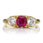 Victorian No Heat Ruby + Diamond Antique Half Hoop Ring