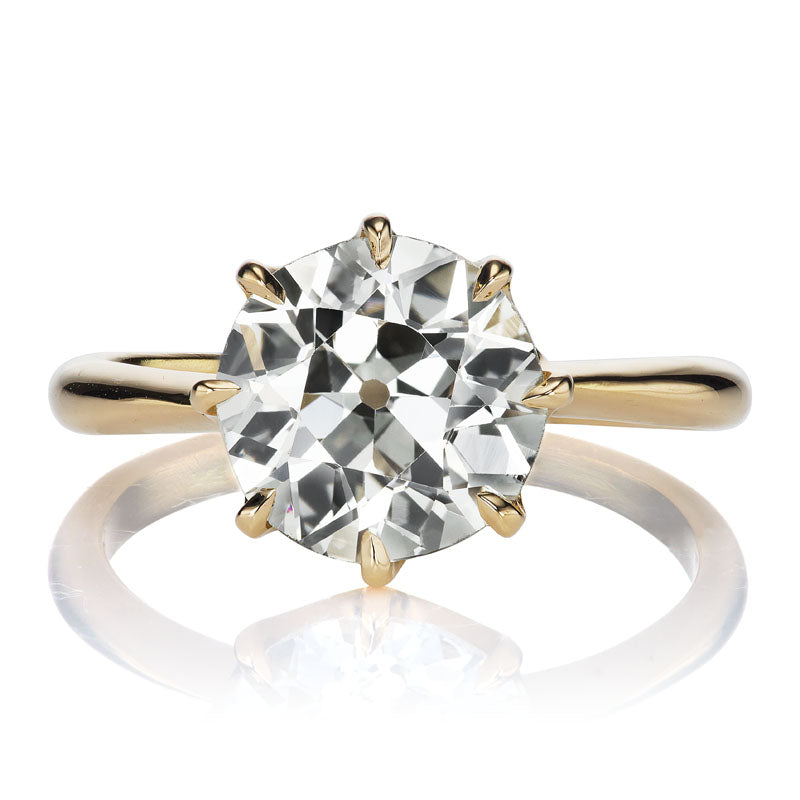 2.66ct Old Euro Cut Diamond in Yellow Gold Solitaire Setting