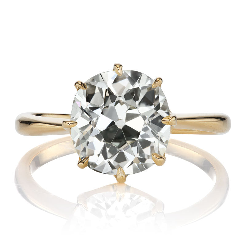 Deep Sparkle 2.85ct Old Mine Cut Diamond Solitaire Ring