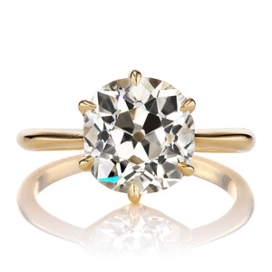3.13ct Elongated Old Mine Cut Diamond Solitaire Engagement Ring