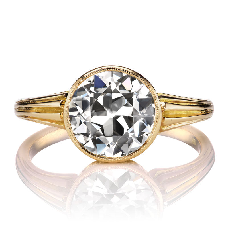 Low Profile 1.94ct Old European Cut Diamond Engagement Ring