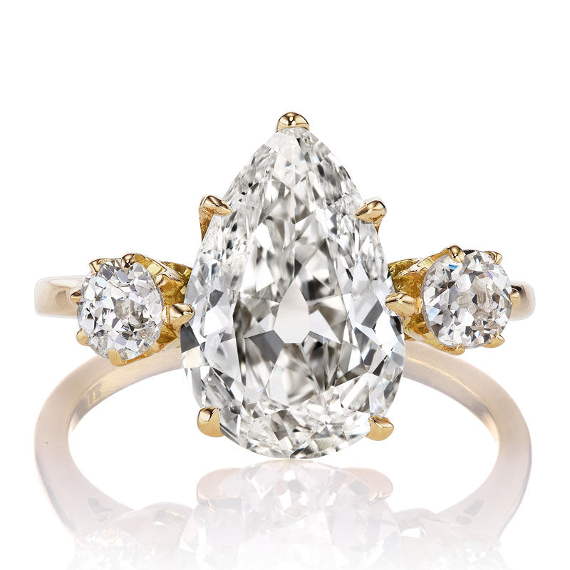 3.01ct Pear Shaped Diamond Engagement Ring with Accent Stones