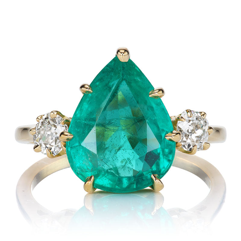 Glowing 4ct Pear Cut Zambian Emerald 