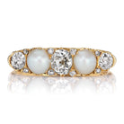 Edwardian Era Diamond and Pearl Half Hoop Ring
