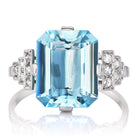 Retro Era Platinum Aquamarine and Diamond Ring