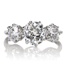 Platinum Three Stone Old Mine Cut Vintage Engagement Ring