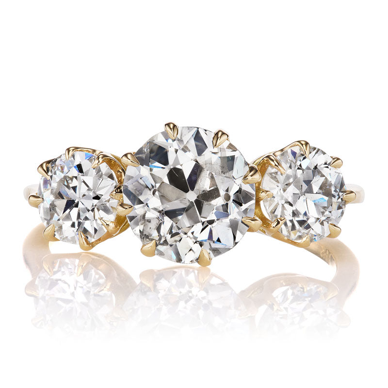 Bright 1.50ct Old European Cut Diamond - Three Stone Engagement Ring 